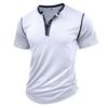 Top da uomo Henley Henley Maniche corte Cotone Girocollo Color block Traspirante T-shirt quotidiane Estate Vacanze primaverili Abbigliamento casual da uomo