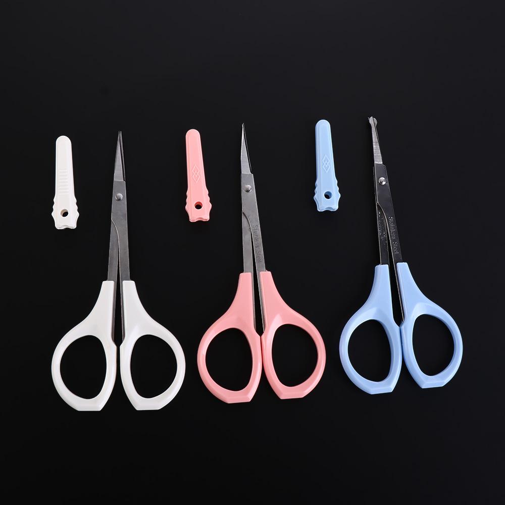 Stainless Steel Straight Curved Tip Scissors Multifunctional Round Head Nose Hair Scissors  Salon