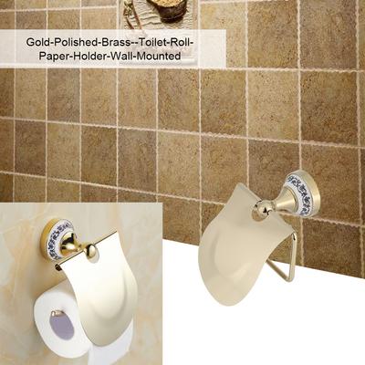 1PC Polished Bathroom Toilet Roll Paper Holder Rack Wall Mounted Tissue Cover Gold