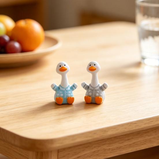 Yousheng 4 Pcs Mini Resin Duck Figurines Cartoon Small Duck Statue Collectible Animal Ornaments for Car Dashboard Office Desk Decor Fairy Garden