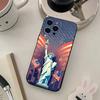 Statue Liberty America USA Flag Phone Case For iPhone 17,16,15,14,13,12,11 Plus,Pro Max,XS,Soft Black Cover
