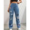 Women'S High Waist Button Up Butterfly Print Jeans Fashion Casual Straight Pants For Women Spring Summer Chic Ripped Jeans