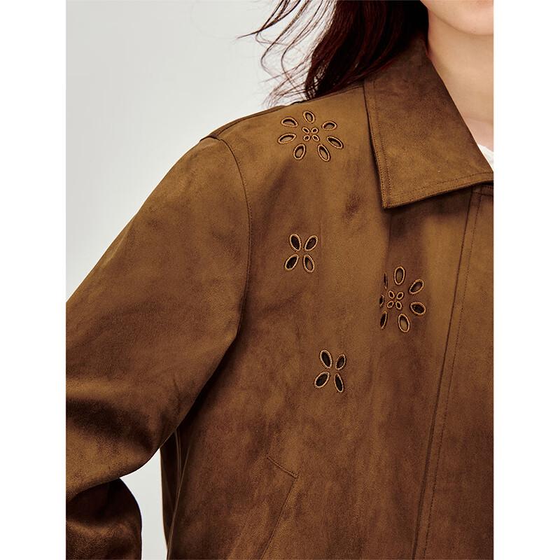 INMAN Creully Hollow Embroidered Suede Zipper Jacket