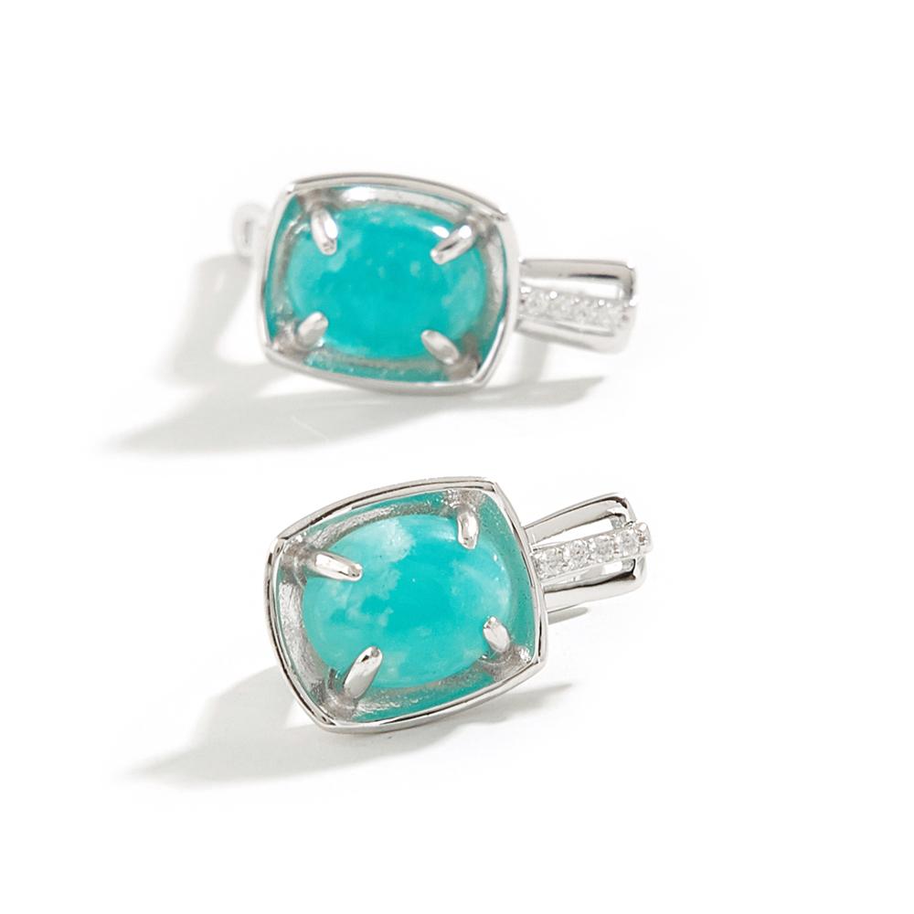 Natural Amazonite Jewelry Set Oval 7*9mm Earring Ring Real Gemstone925 Sterling Silver Fine Jewelry for Women Wife Mom Nice Gift