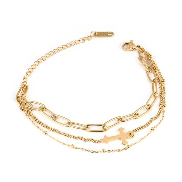 Βραχιόλι από ατσάλι για γυναίκες Ανοξείδωτα βραχιόλια Καρδιά κρεμαστά βραχιόλια μόδας αλυσίδα βραχιόλια Γυναικεία χοντρό βραχιόλι Δώρο κοσμήματα