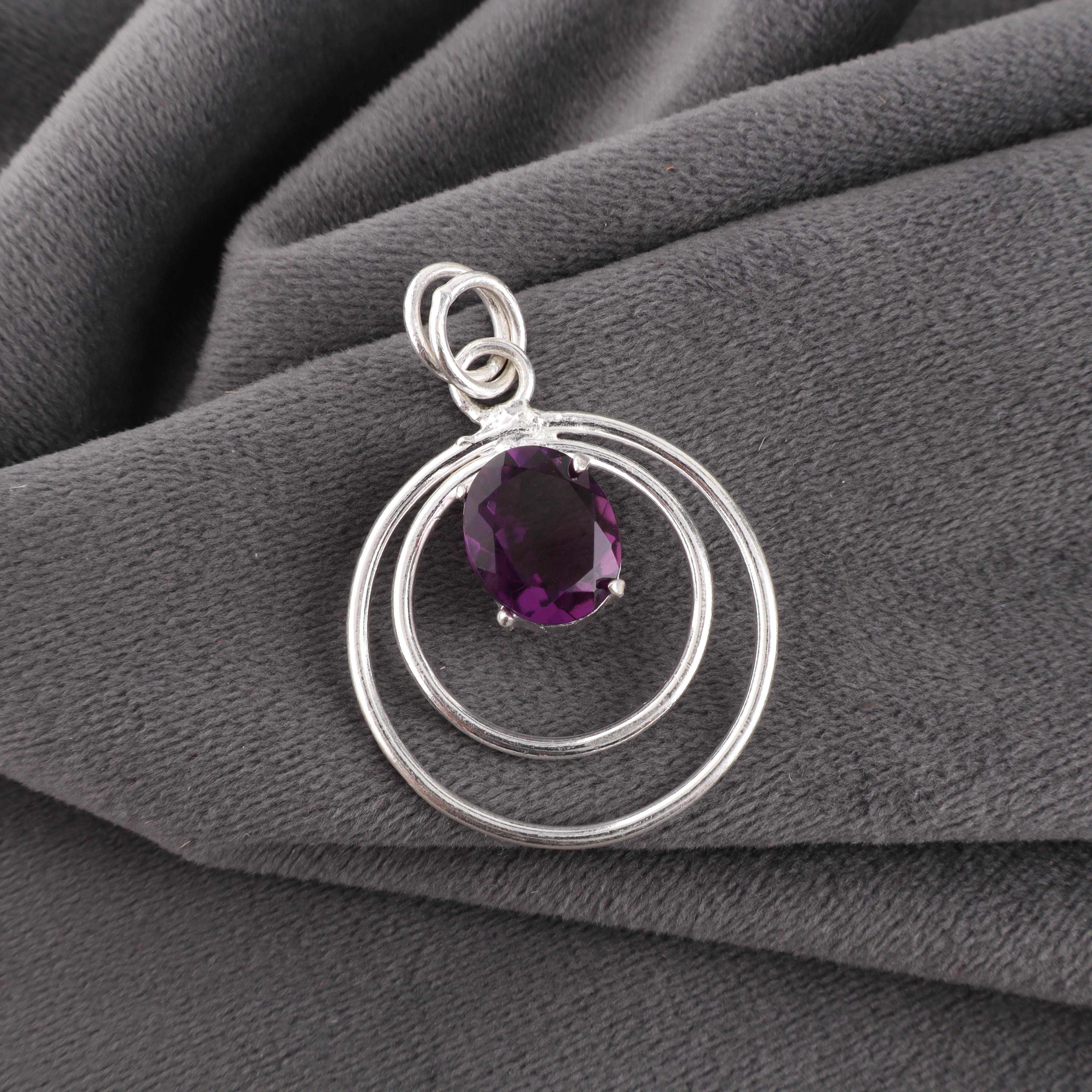 

Серьги с аметистом, ювелирные изделия из цельного серебра 925 пробы, ювелирные изделия ручной работы с драгоценными камнями аметист для женщин 1.65 Inches фиолетовый