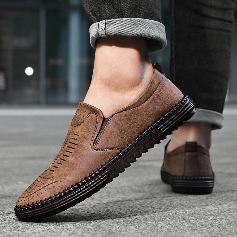 Autumn New Handmade Men's Leather Shoes Driving Shoes Loafers Business Classic Man Brand Casual Flats Shoe Moccasins Plus 38-48