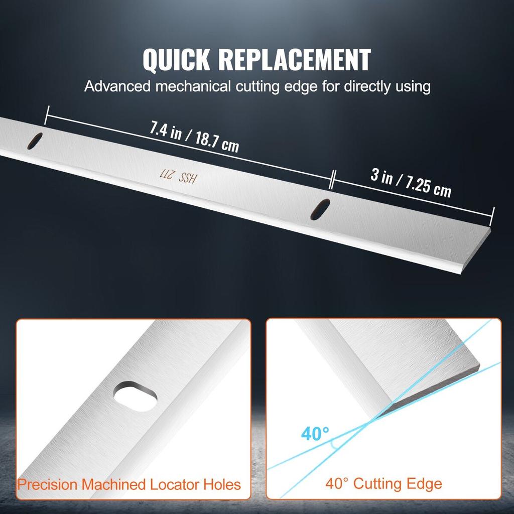 Planer Blades Knives, 13-inch Thickness Planer Knives, 2 Mm Thickened High Speed Steel Replacement HRC55-60 Hardness, Convenient Mounting Holes for