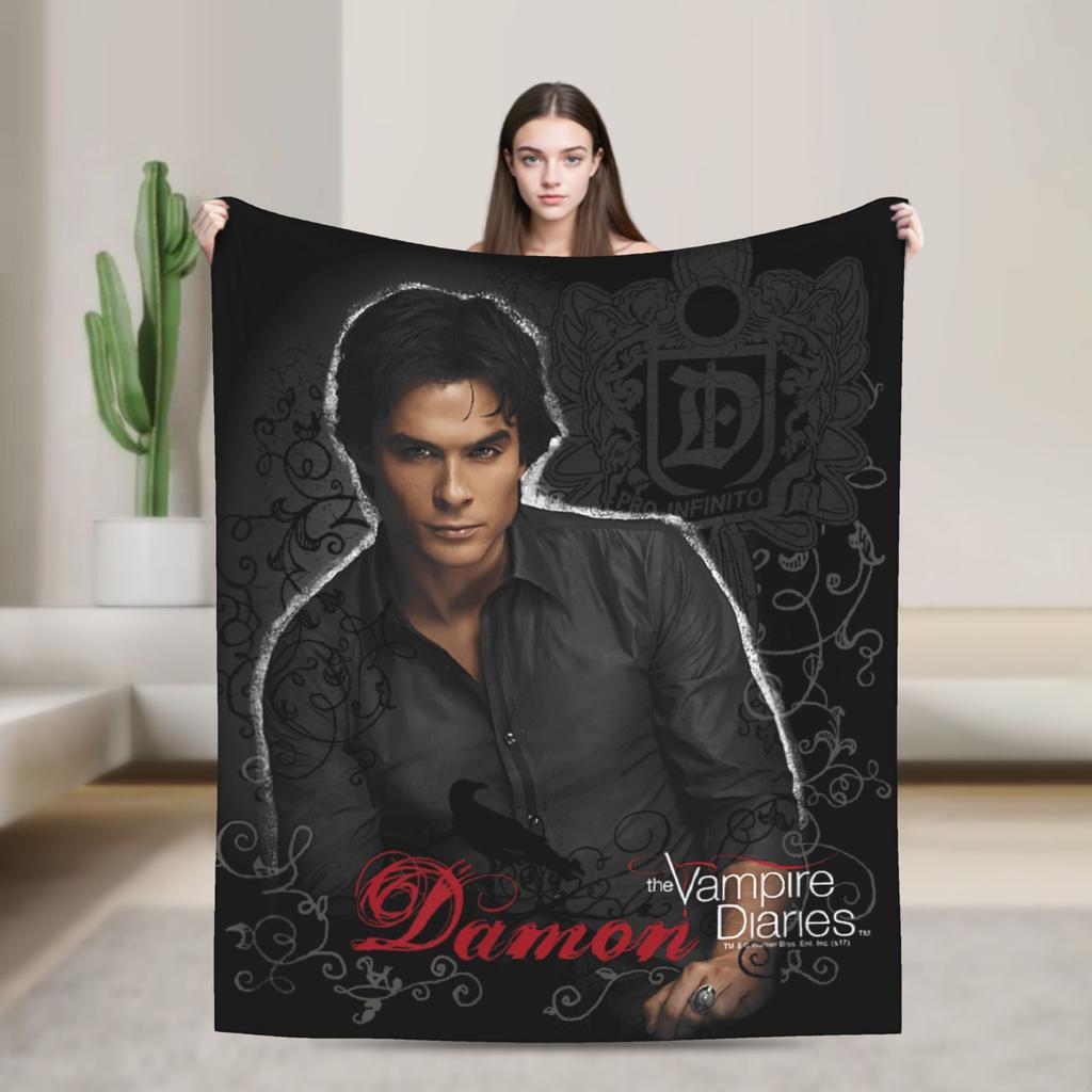 V-Vampire Diaries  Blanket Quality Warm Soft  Throw Blanket Winter Kids Adult Couch Chair Sofa Bed Funny Bedspread