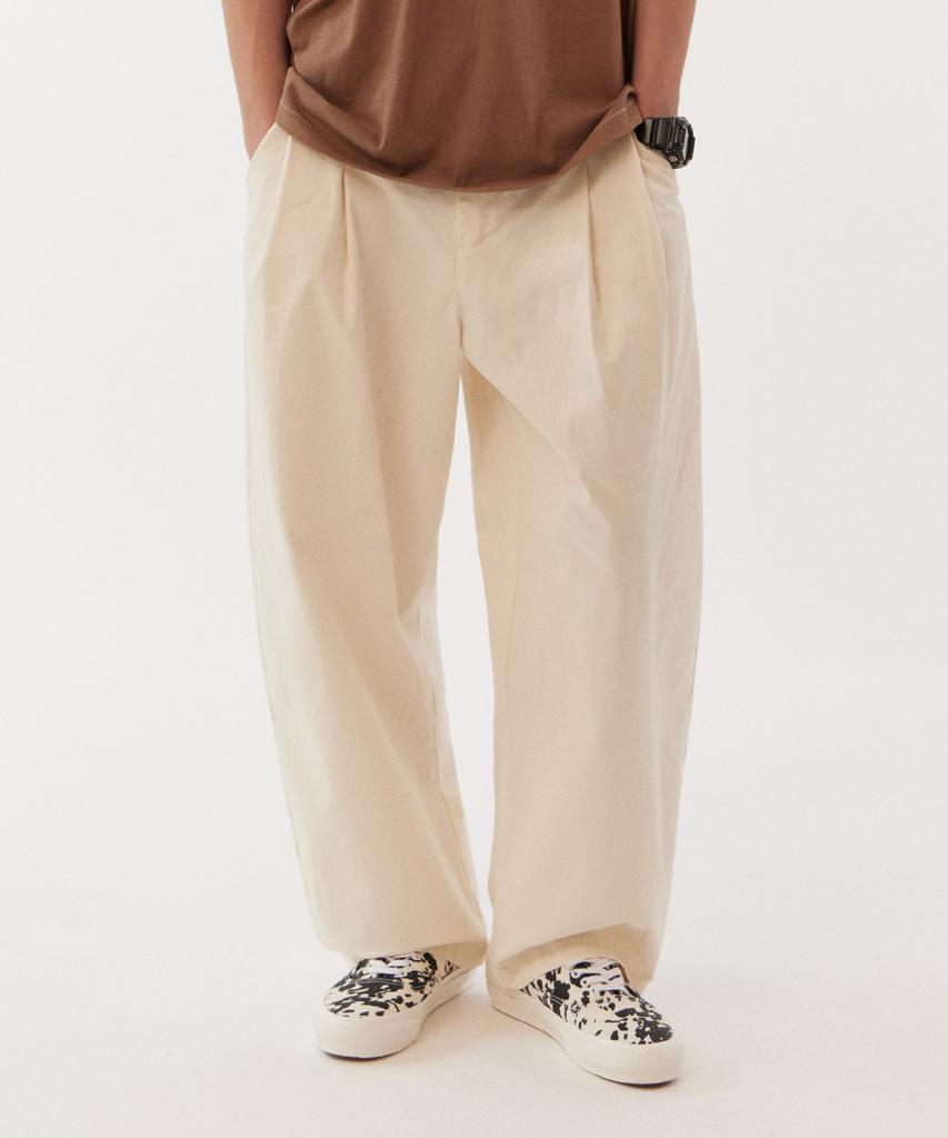 GOLDEN SUNSHINE Washed Pintuck Wide Pants_Ivory