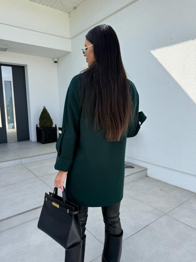 Women's European and American Solid Color Woolen Overcoat with Suit Collar