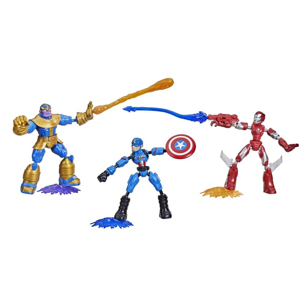 

Marvel Avengers Bend and Flex Железный человек Капитан Америка Танос Гибкая фигурка с 9 аксессуарами 3 шт. в упаковке
