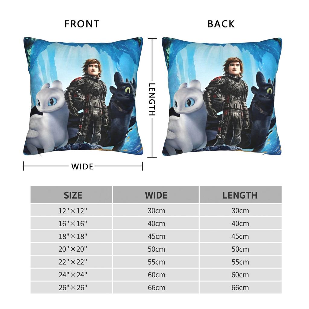 Federe per Cuscini Quadrati HTTYD Copricuscini Novità Cerniera Decorativa Copricuscino da Lancio per Letto 40x40cm