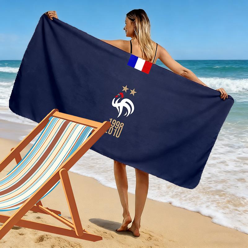 French Football Federation Print Beach Towel, Large Soft Quick Dry Towel for Beach Camping Swimming