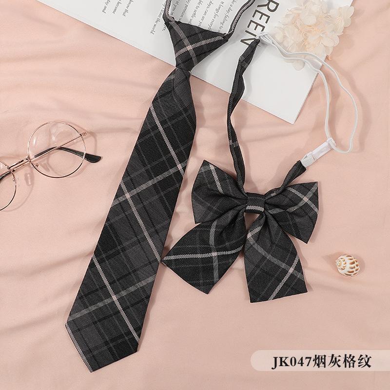 Jkdk Japanese Korean Version Of Striped College Style Red Cyan Gray Blue Shirt Men'S And Women'S Accessories Free Tie Tie Set