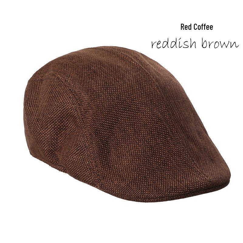 

Дышащий льняной берет на весну и осень - Унисекс шляпа от солнца, однотонный, полый дизайн. льняной/красный