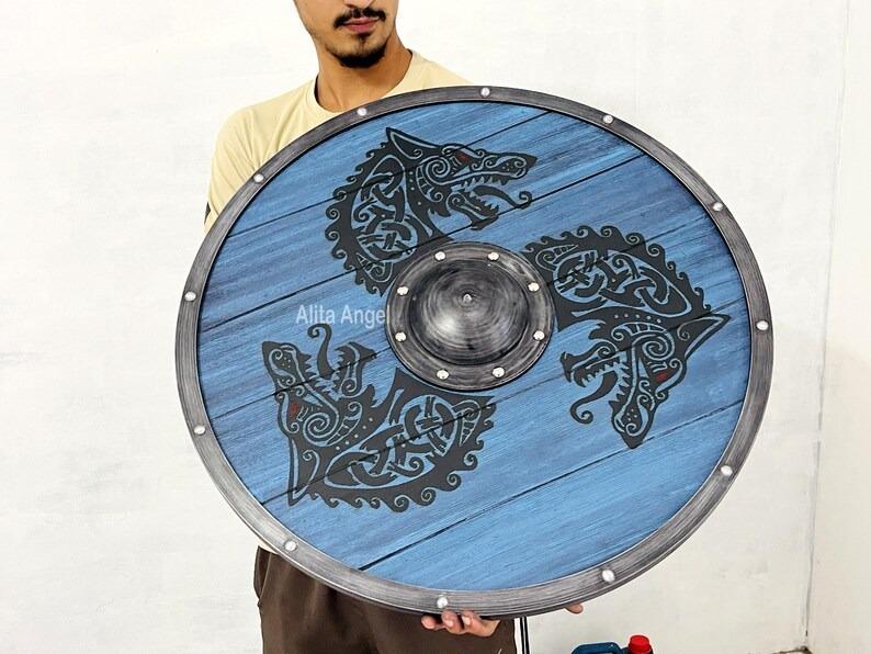 Fenrir Wolf Viking Shield: Norse Mythology Cosplay Decor
