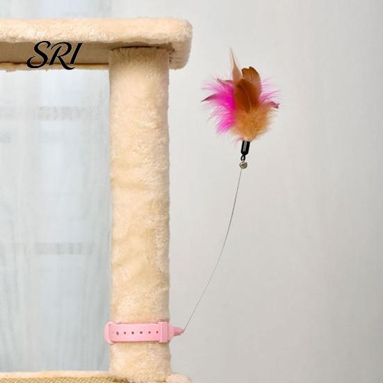 Cat Toy for Stress Relief Collar Feather Interactive Wand Hands Free Mental Stimulation Teaser with Bell Adjustable Indoor Kitty Solo Play Self-play