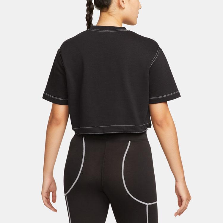 Nike Einfarbiges T-Shirt mit großem Logo, kurzärmelig, Damenoberteile, Schwarz DM6745-010