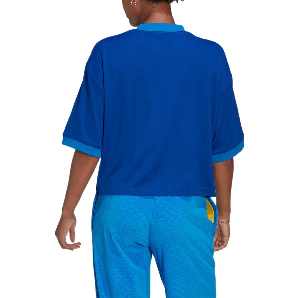 Adidas Originals Trefoil Oversized Tee With Logo Print Women Tops Blue IB2062