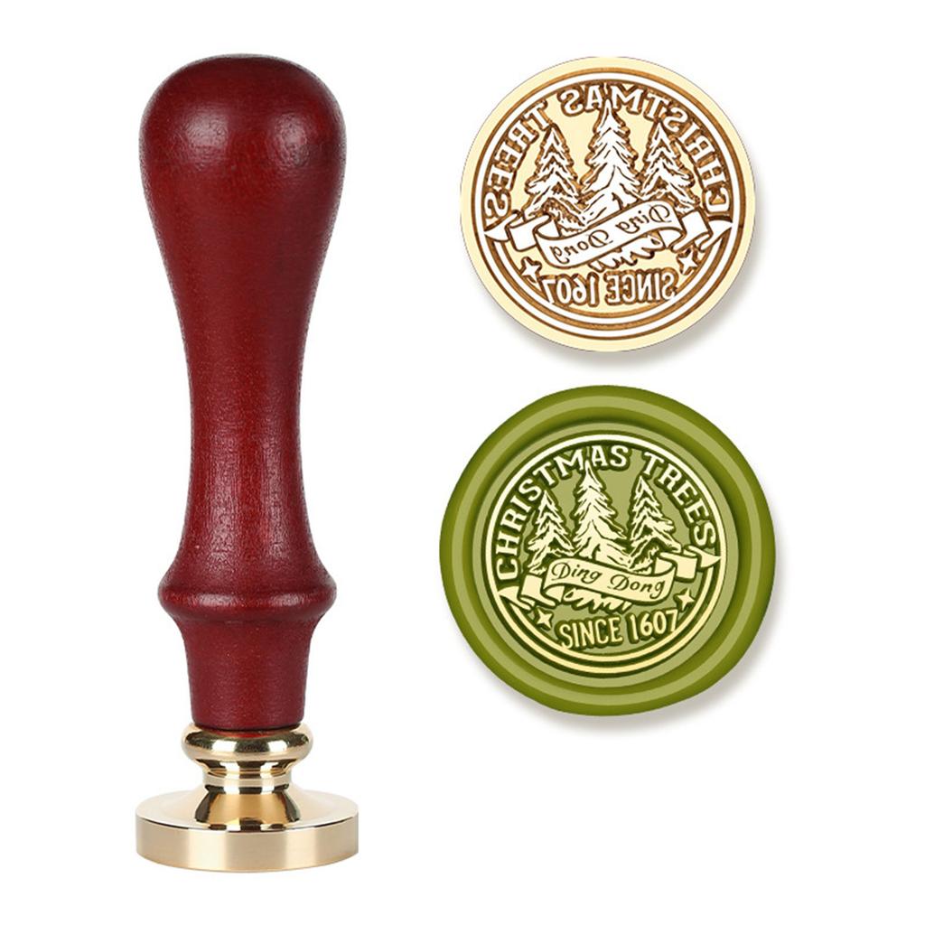 Christmas Themed Seal Stamp Head with Wood Handle for Seal Envelope Christmas Card Invitation Scrapbooking Embellishment