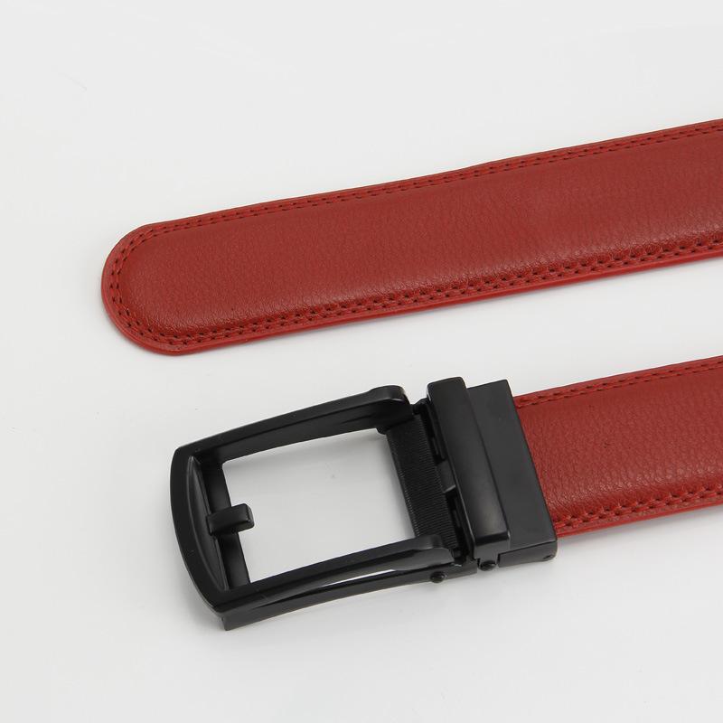 

Ремень с обратной пряжкой Автоматическая пряжка Двухслойный ремень из коровьей кожи Мужской повседневный ремень 110-130cm