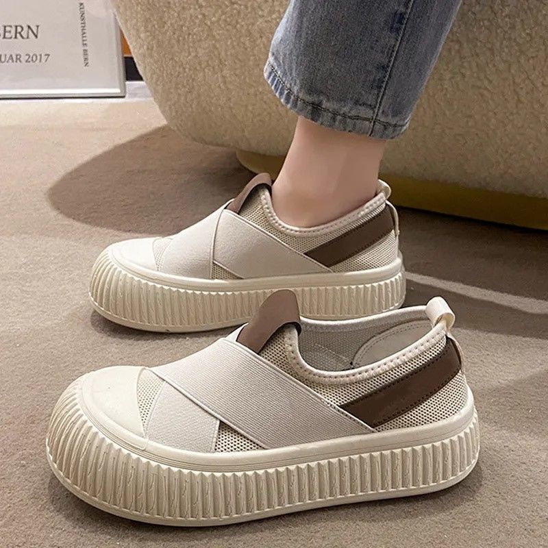 

Женские туфли-рыбаки новые дышащие кружевные повседневные женские туфли на толстой подошве, увеличивающие рост, сетчатые туфли для ног, женская обувь 40 бежевый