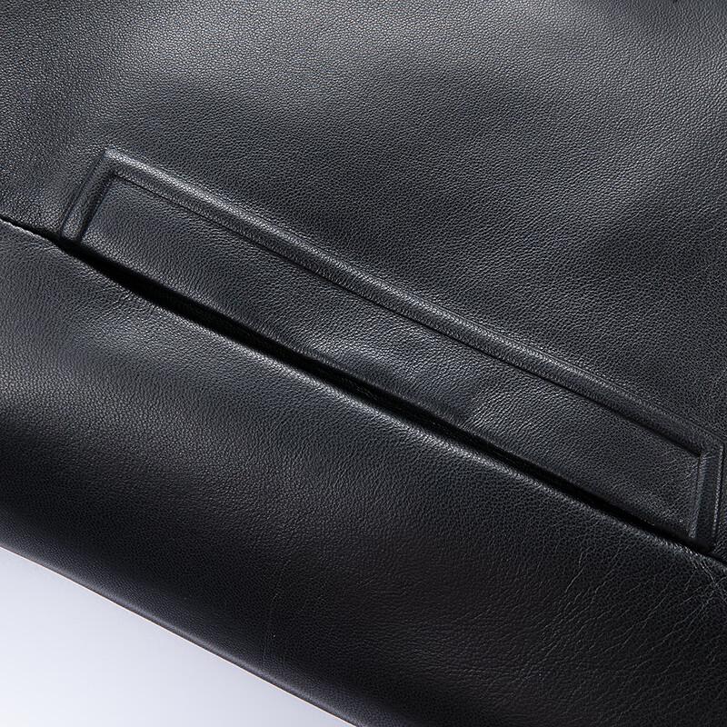 FAPAI Men's Genuine Sheepskin Turn-Down Collar Leather Jacket