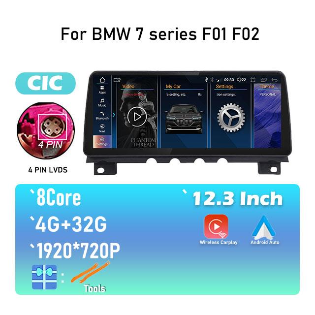 

1920*720P Android 14 для BMW 7 серии F01 F02 CIC NBT система беспроводной Carplay ID8 12,3-дюймовый автомобильный плеер мультимедиа навигация GPS
