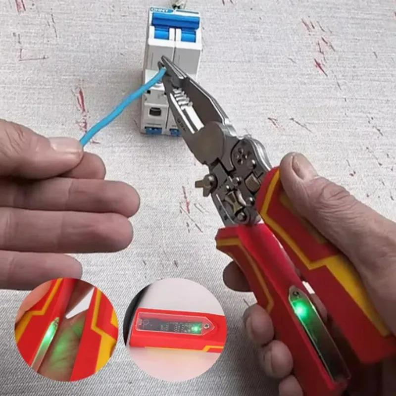 New Multi-function Wire Stripper Electricians Voltage Testing Cable Cutting Scissors Crimping Pliers 8-in-1