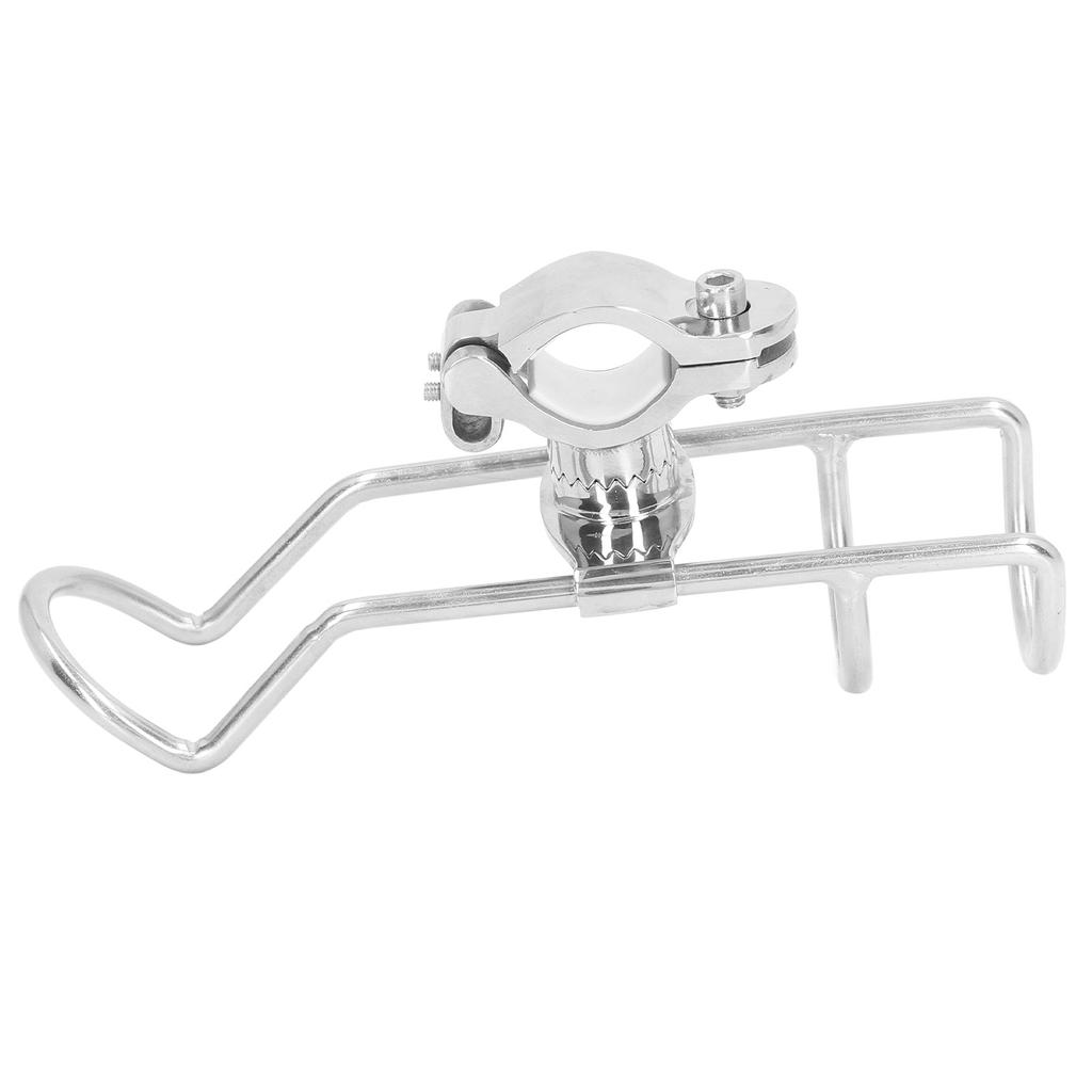 Rail Mounted Clamp Adjustable Fishing Rod Holder 360 Degrees Rotation 304 Stainless Steel for 22.2 To 31.7mm Tube