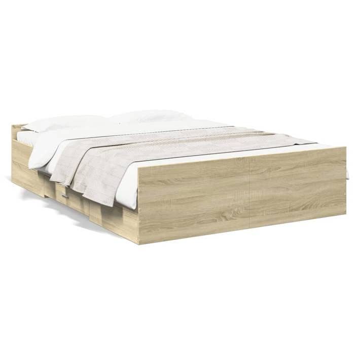 VidaXL Cadre de lit et tiroirs chêne sonoma 120x200 cm bois ingénierie, lit, lit de rangement, cadre de lit double, lit 3280302