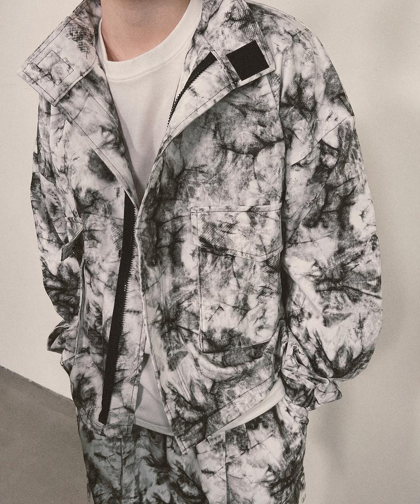 Ninenuts Tie-Dye Crop Field Jacket_White