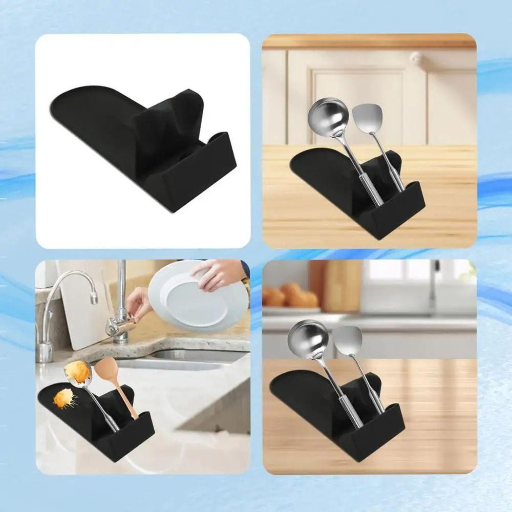 Multifunctional Utensil Spoon Rest Portable Drip Pad Ladles Tongs Holder Waterproof Flat Bottom Tableware Storage Rack Home