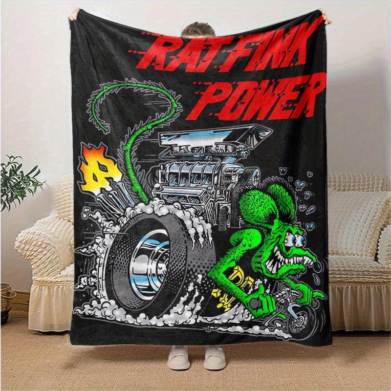 1pc Rat Fink Power Blanket, Soft Throw for Room Decor, Perfect Gift for Family and Friend, Living Room, Travel, Camping, Car Blankets, Beach, Office N