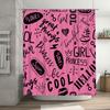 Pink Black Letter Print Shower Curtain Waterproof Bathroom Decor Custom Size Available Fashion Home Accessories .com :