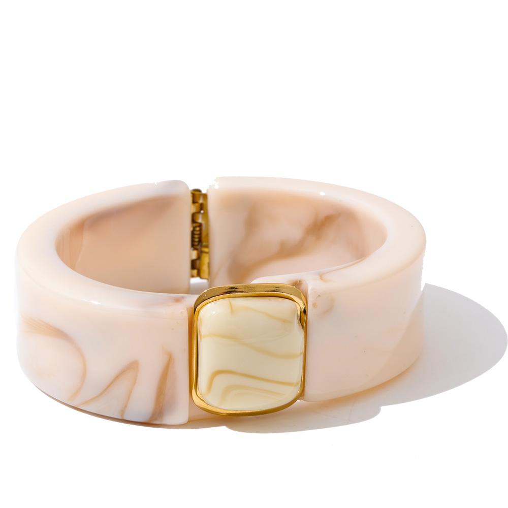 Yhpup 66mm Groen Roze Bruin Paars Acryl Dikke Armband Manchet voor Vrouwen Roestvrij Staal Nieuwkomers 2025 Polssieraad Cadeau