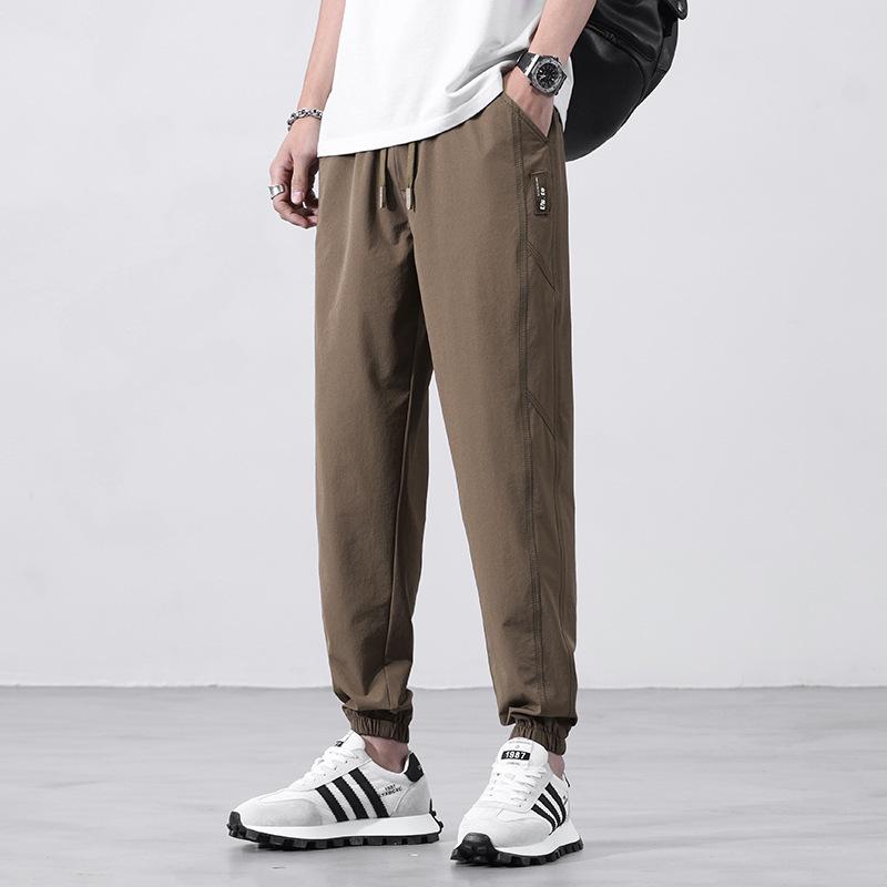 Casual pants men's spring and summer ice silk thin quick-drying sweatpants trendy brand loose leggings casual pants men's thin