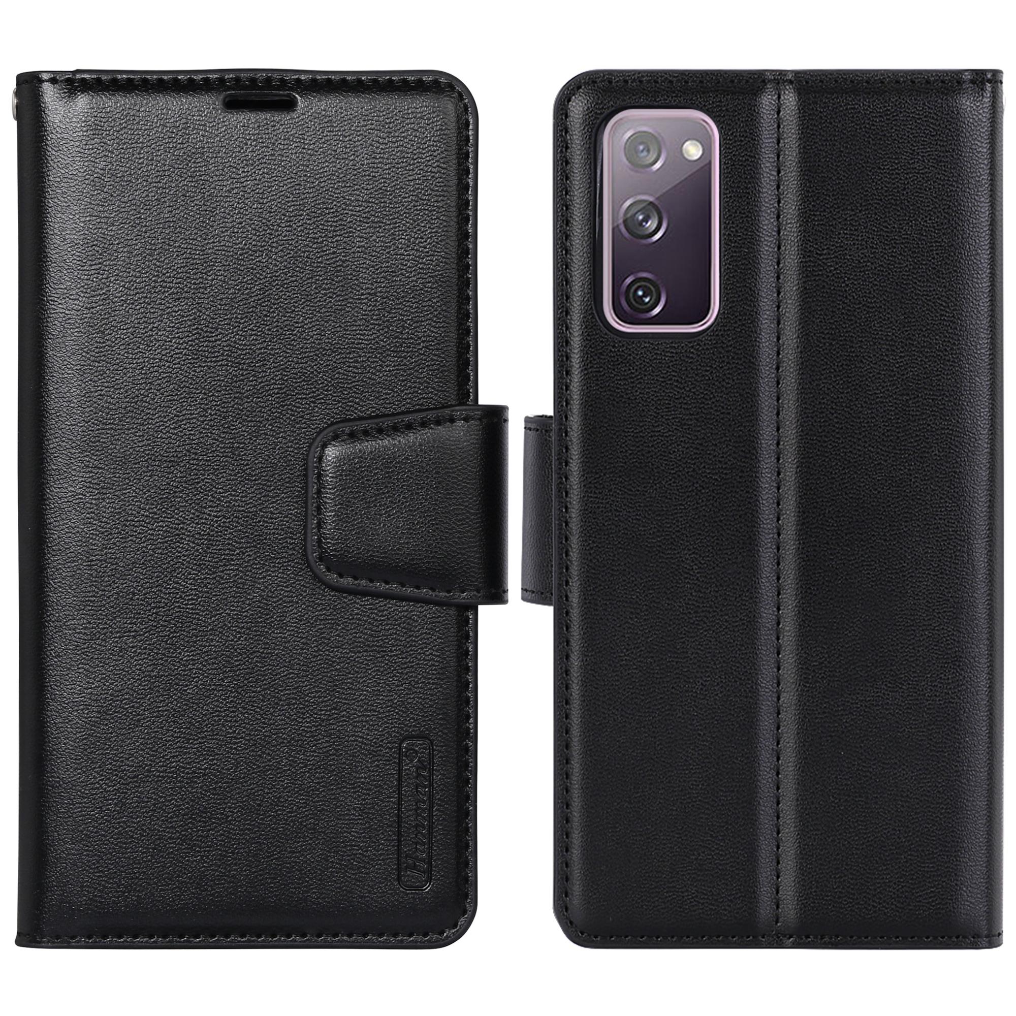 

HANMAN Mill Series for Samsung Galaxy S20 FE 4G/FE 5G/S20 Lite/S20 FE 2022 Phone Case PU Leather Stand Wallet Cover Black
