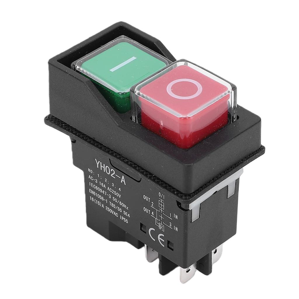 Electromagnetic Push Button Switch 16A 4 Pin Water Proof Emergency Stop Push Button Switch for Electrical Panel Power