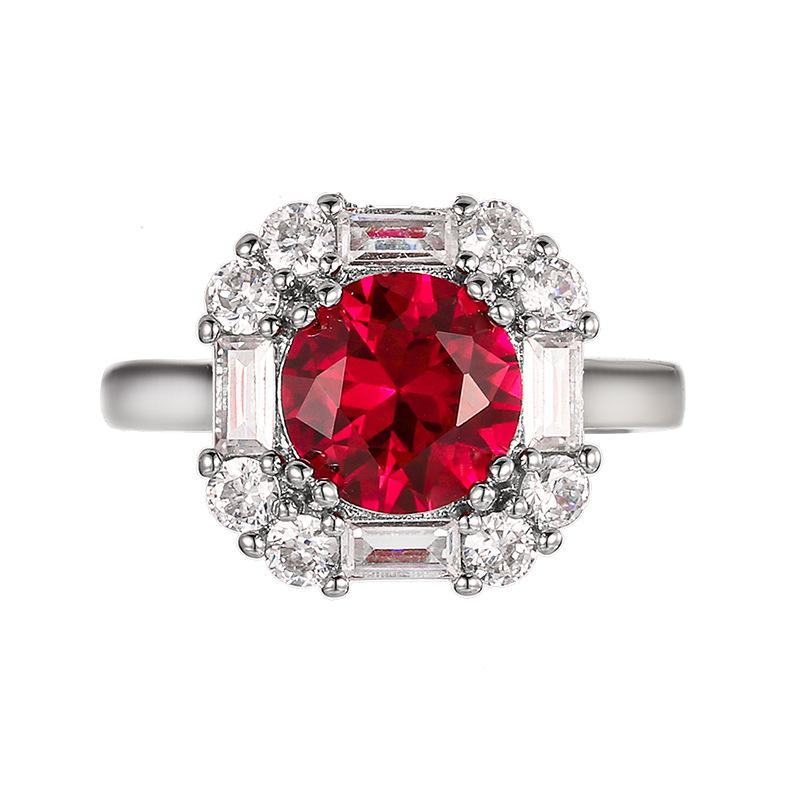 Copper Gold-plated Jewelry Set Earrings Necklace Ring Ruby Niche Simple Fashion Women's