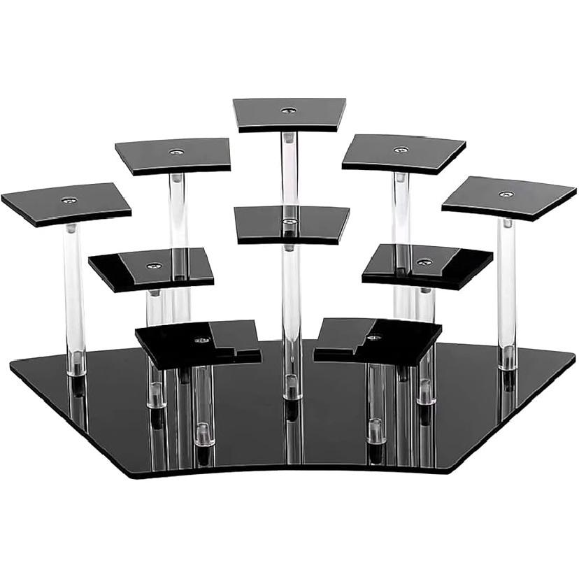 Acrylic Display Stands,10-Tier Action Figure Display Stand,Multilevel Acrylic Risers for Funko Pop Cupcake Dessert and Perfume Display,Display Risers