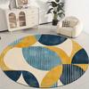 Geometric Color Block Pattern Flannel-printed Round Floor Mats Are Slip-resistant Suitable Living Room Terrace Garden Carpets