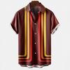 Men's Hawaiian Beach Short Sleeved Striped Shirt 3D Printed Loose Street Fun Men's Top Fashion Casual Simple Pocketless Shirt