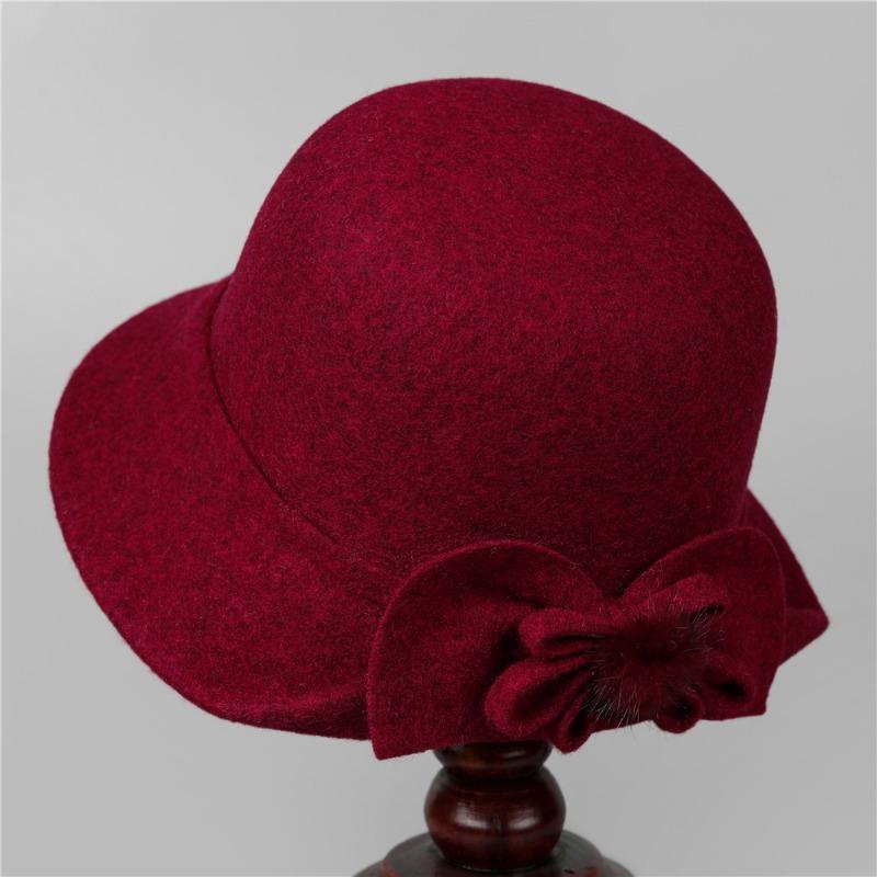 Middle-aged Hat Autumn and Winter Wool Warm Fisherman Hat Elegant Bucket Hat