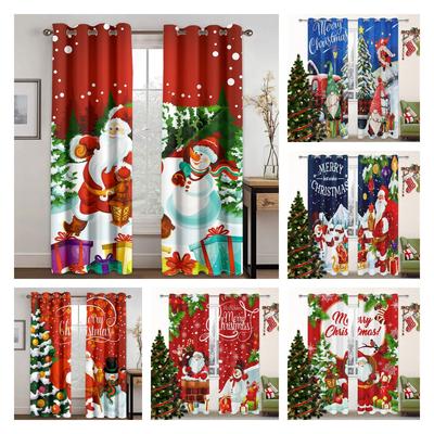 Noel pencere perdeleri oturma odası için noel baba karartma perdesi yatak odası için estetik dekorasyon perdeleri 2 panel