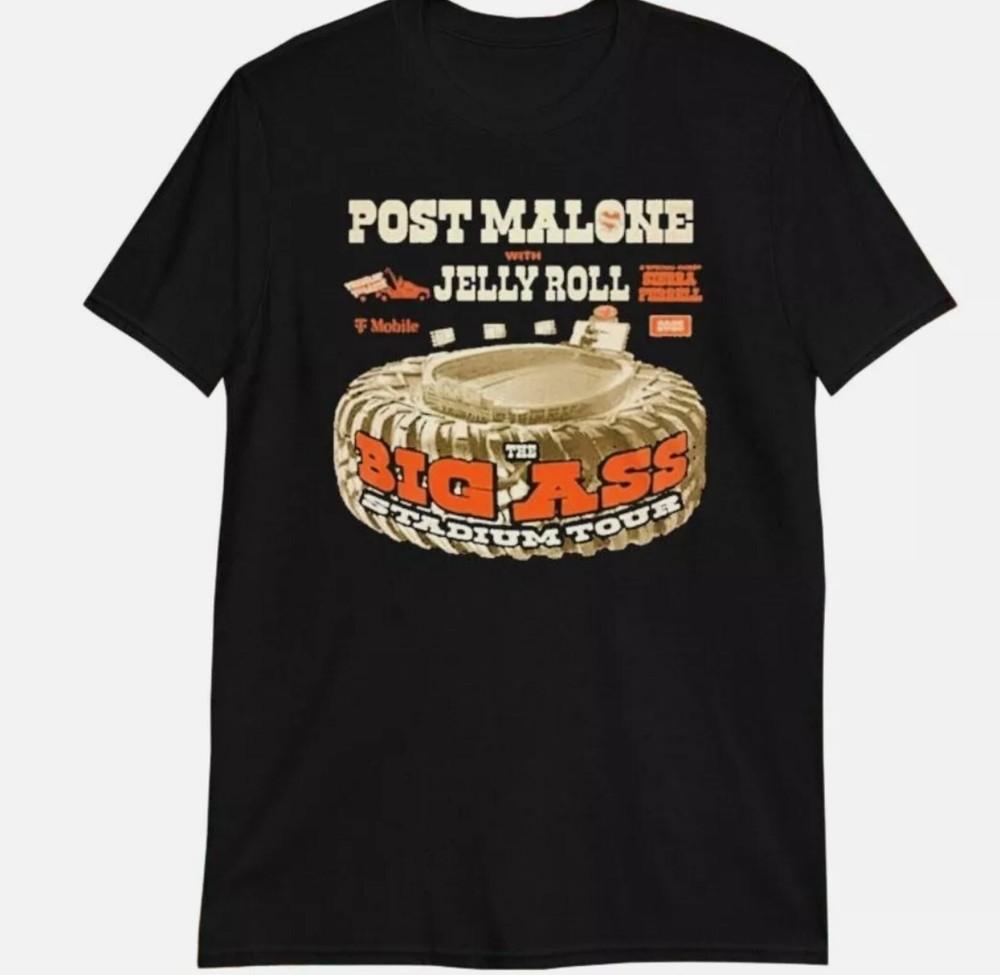 Post Malone 2025 Tour Jelly Roll Big Ass Stadium T-shirt Unisex T-Shirt L