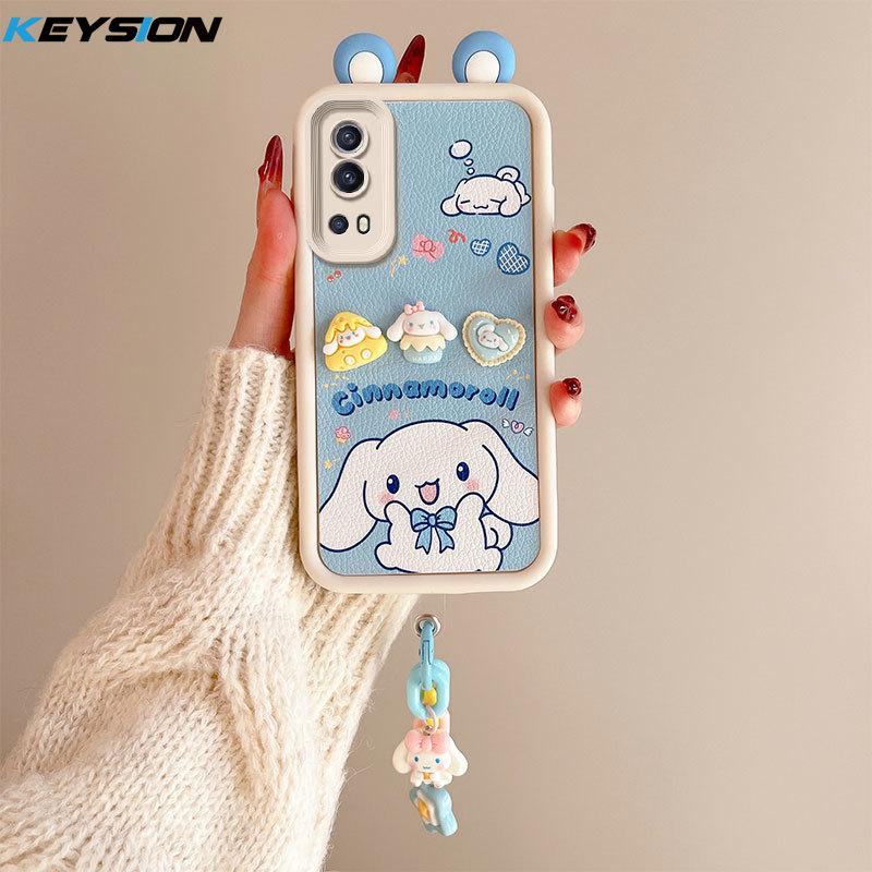

KEYSION Милый чехол с 3D-мультяшным изображением уха для VIVO Y72 5G Y52 5G с браслетом, мягкий силиконовый противоударный чехол для телефона IQOO Z3 for IQOO Z3