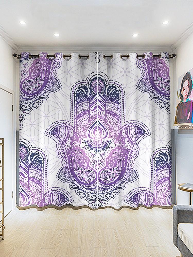 

2 шт. полузатемняющие шторы в стиле бохо, этнические шторы в стиле фатимидов, декорированные вручную для спальни, гостиной, кухни, верхние шторы с кольцом 2x50W100H(CM)&hook