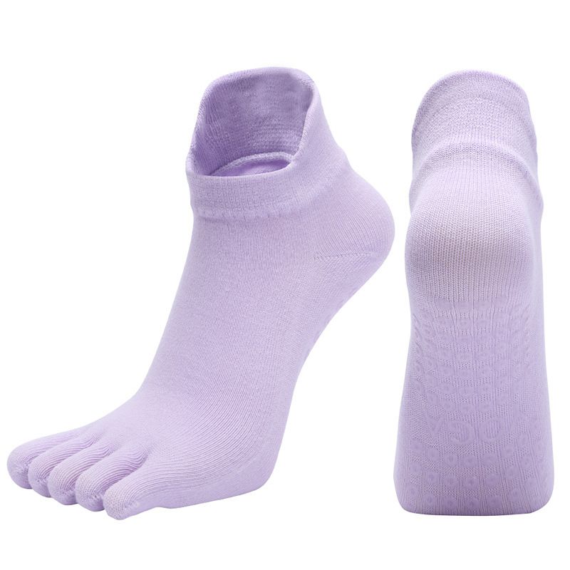 

[New in 23] Professional Yoga Socks Five-Finger Socks Women Non-Slip Combed Cotton Dance Pilates Fitness Room Socks 2301 purple